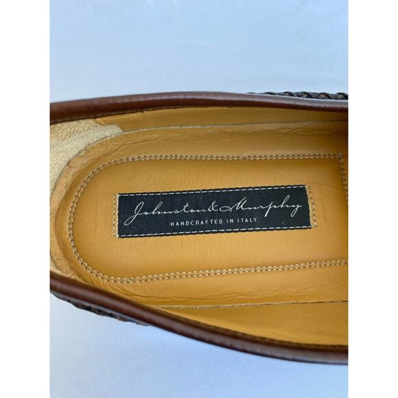 Johnston & Murphy Handcrafted Burgundy Loafer Shoes 9M Genuine Ostrich Italy main image 7